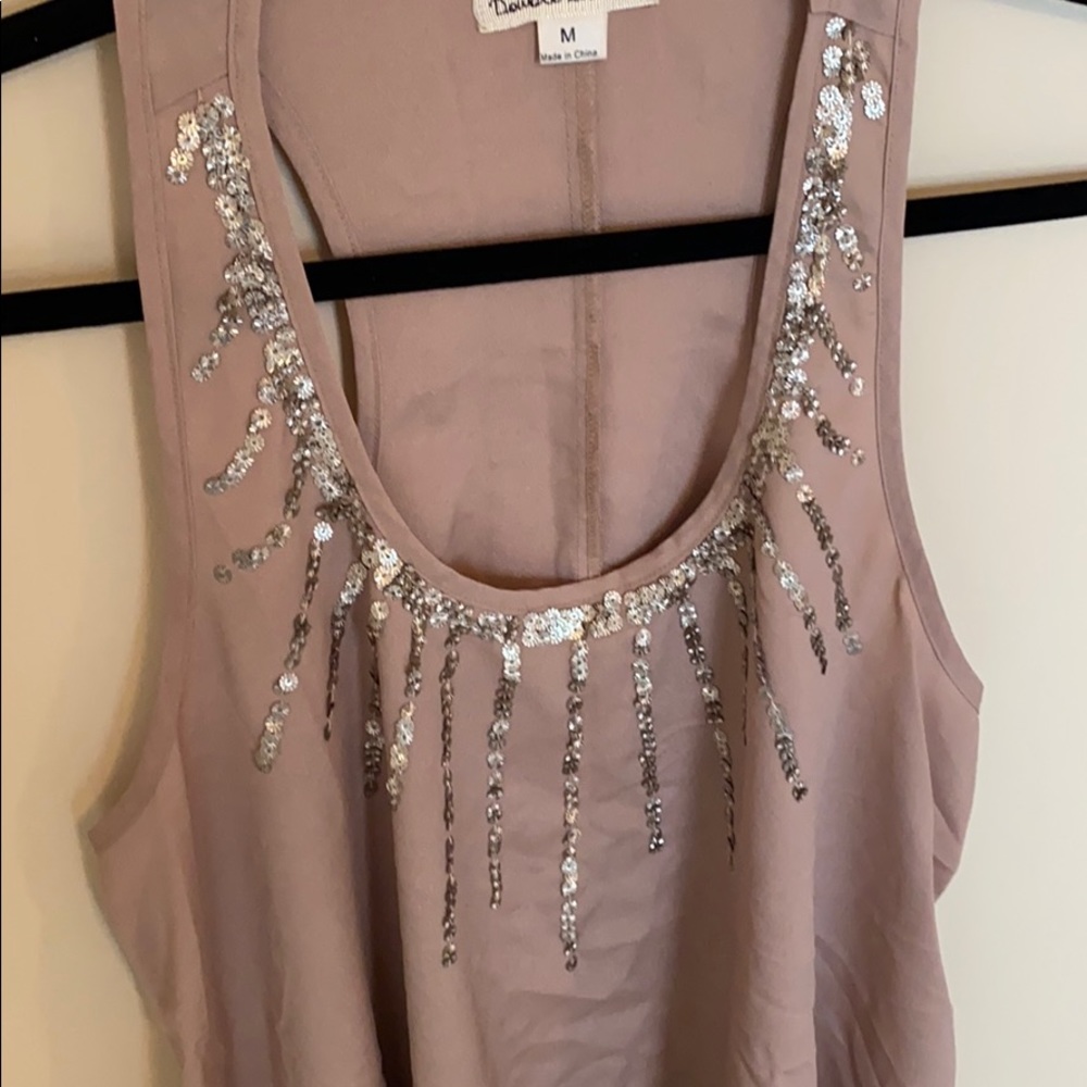 Double Zero Silver Sequin Blush Mauve Top